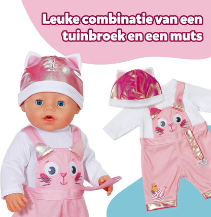 BABY born Kittenonesie, romperpak met lange mouwen met tuinbroek incl. muts, 839430 Zapf Creation