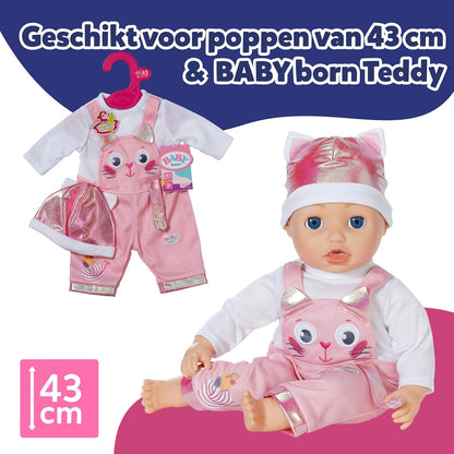 BABY born Kittenonesie, romperpak met lange mouwen met tuinbroek incl. muts, 839430 Zapf Creation