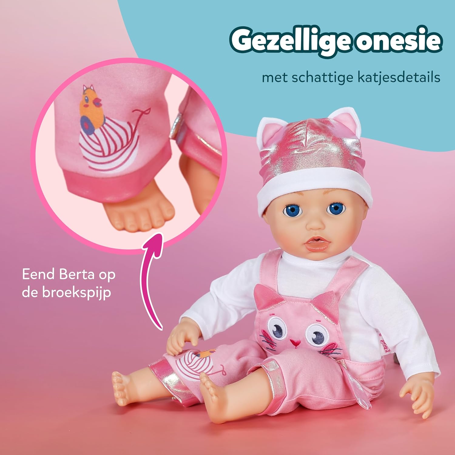 BABY born Kittenonesie, romperpak met lange mouwen met tuinbroek incl. muts, 839430 Zapf Creation