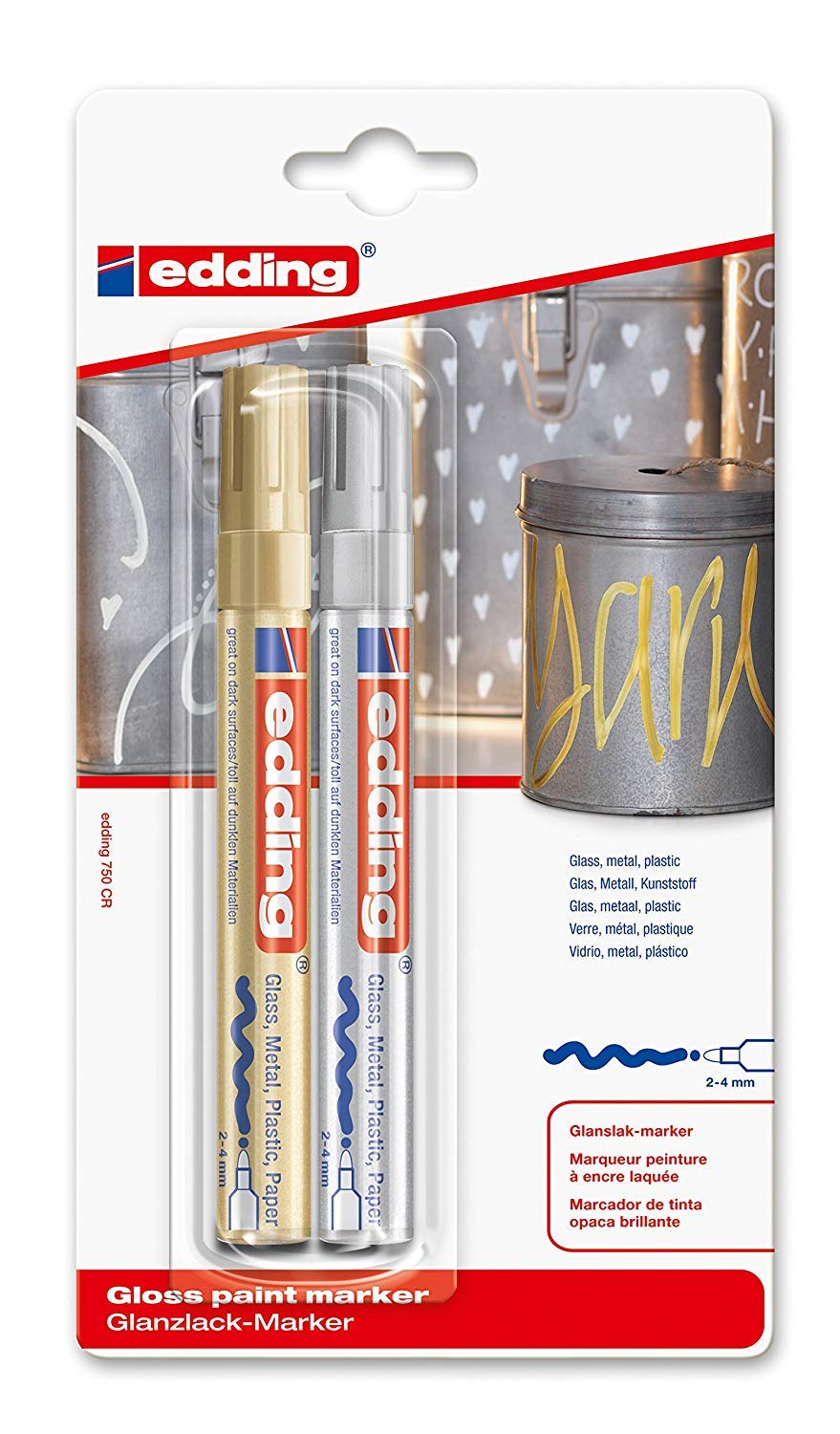 Quantore - Viltstift Edding Lakmarker Goud en Zilver