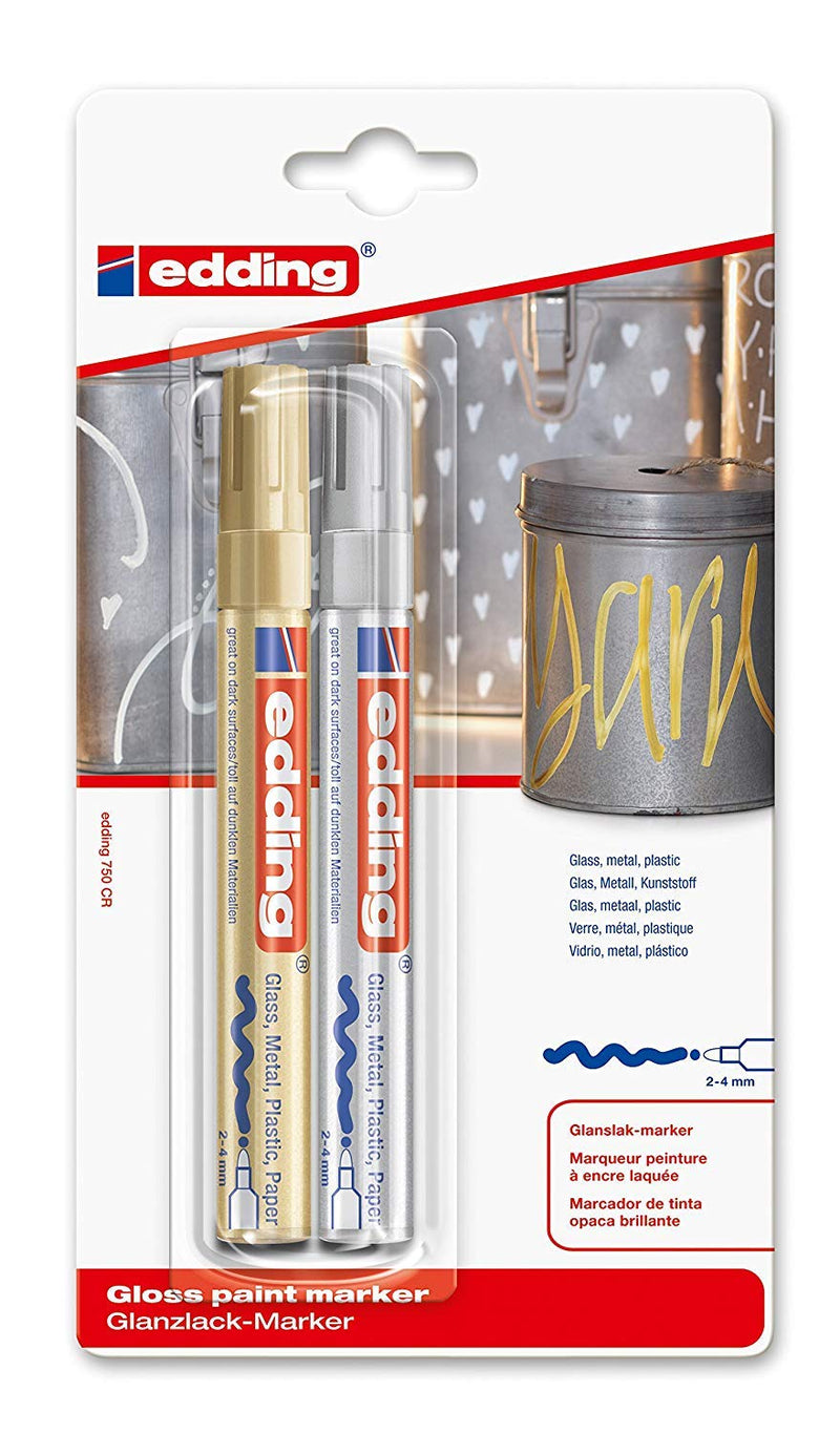 Quantore - Viltstift Edding Lakmarker Goud en Zilver