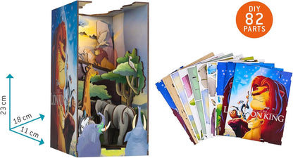Revell Tiny Adventures Buchstütze König der Löwen I Disney 3D Holz Puzzle mit LED I Simba Szene als Miniatur-Book Nook für Bücherregal I Kreatives Geschenk für Kinder, Filmfans & Bastelbegeisterte