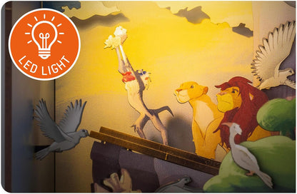 Revell Tiny Adventures Buchstütze König der Löwen I Disney 3D Holz Puzzle mit LED I Simba Szene als Miniatur-Book Nook für Bücherregal I Kreatives Geschenk für Kinder, Filmfans & Bastelbegeisterte