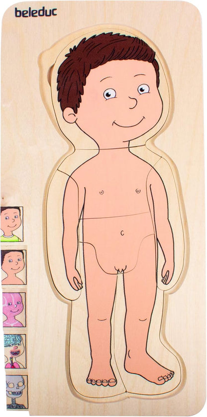 Beleduc 17170 - lagen-puzzel je lichaam jongen, extra folie met weergave van de bloedsomloop, bewezen op de kleuterschool