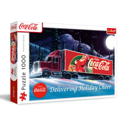 Trefl - Coca-Cola, Kerstvrachtwagen - Puzzel met 1000 stukjes - Kerstpuzzel, voor volwassenen en kinderen vanaf 14 jaar