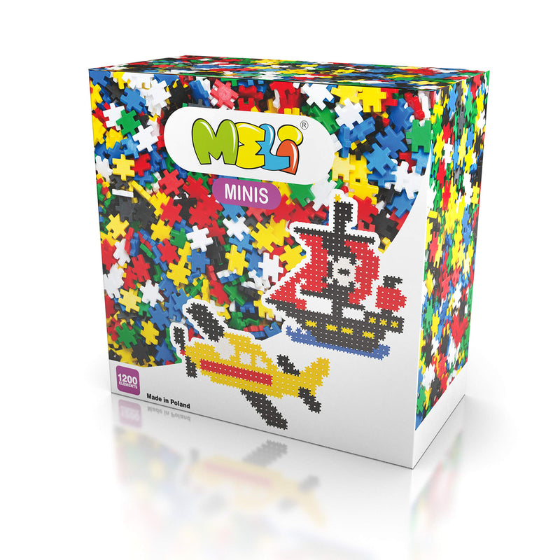 Meli Bouwstenen Minis 1200, bouwstenen voor kinderen vanaf 3 jaar, creatief mozaïek- en 3D-bouwen, 1200 delen in 6 kleuren, bevordert motoriek en fantasie
