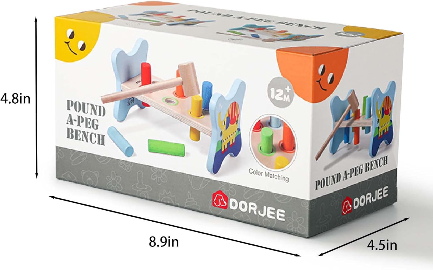 Dorjee- D1.100-1 - Hamerbankje met houten staafjes - coördinatiespeelgoed van hout voor kinderen vanaf 12 maanden.