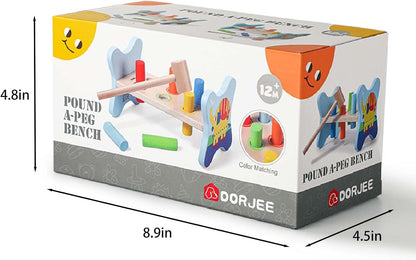 Dorjee- D1.100-1 - Hamerbankje met houten staafjes - coördinatiespeelgoed van hout voor kinderen vanaf 12 maanden.