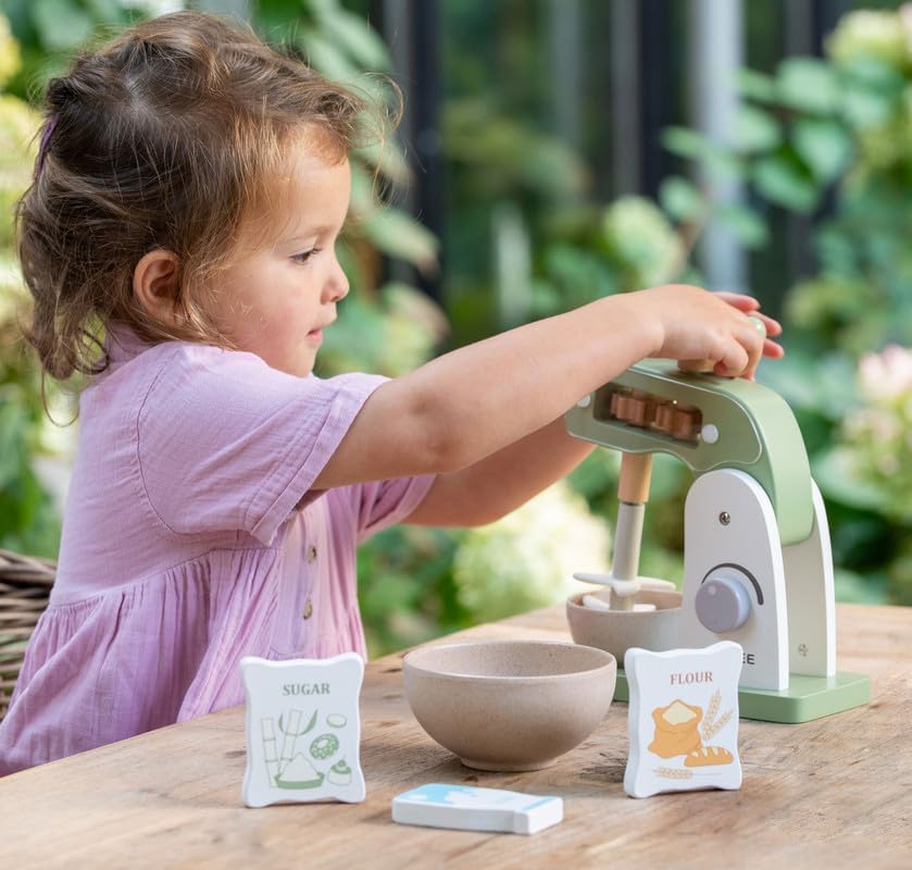 Dorjee- D3.006- Houten Staafmixer - Imitatie van Huishoudelijke Apparaten - Houten speelgoed voor kinderen vanaf 3 jaar - Imitatie van Kookspeelgoed - Bevat 14 onderdelen