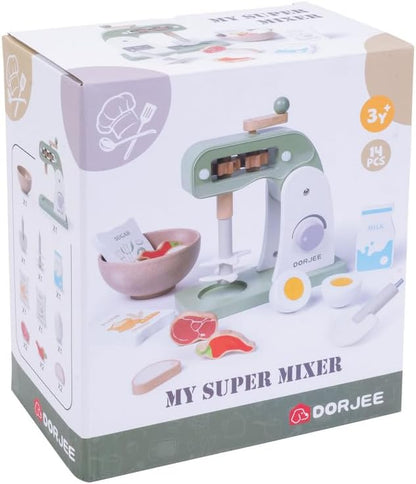 Dorjee- D3.006- Houten Staafmixer - Imitatie van Huishoudelijke Apparaten - Houten speelgoed voor kinderen vanaf 3 jaar - Imitatie van Kookspeelgoed - Bevat 14 onderdelen