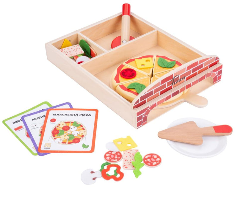 Dorjee- D3.014- Houten Gourmet Pizzaset - Houten speelgoed - Rollenspelkeuken +3 jaar - Bevat 20 onderdelen