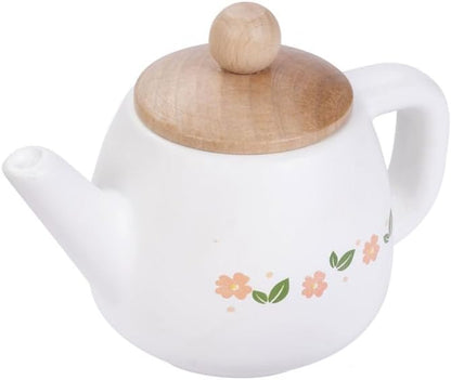 Dorjee - D3.021 - Houten Theeset met Gebak voor Kinderen: 17 stuks inclusief theepot, kopjes, lepels en snoep - vanaf 3 jaar - Houten speelgoed - Rollenspel