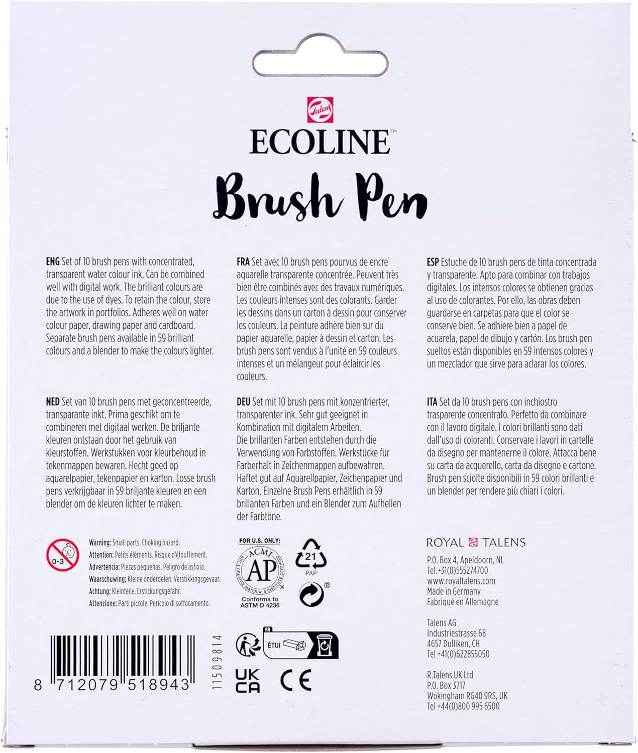 Bruynzeel - Ecoline Brush Pen set Botanisch 10 Kleuren
