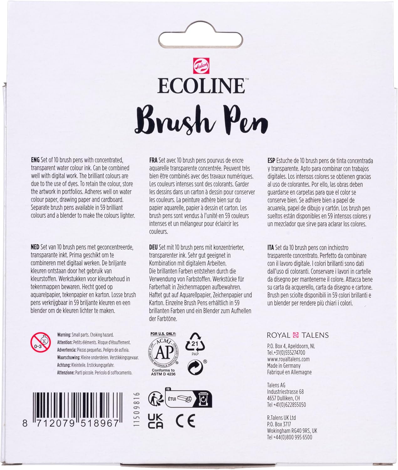 Bruynzeel - Ecoline Brush Pen set Portret 10 Kleuren