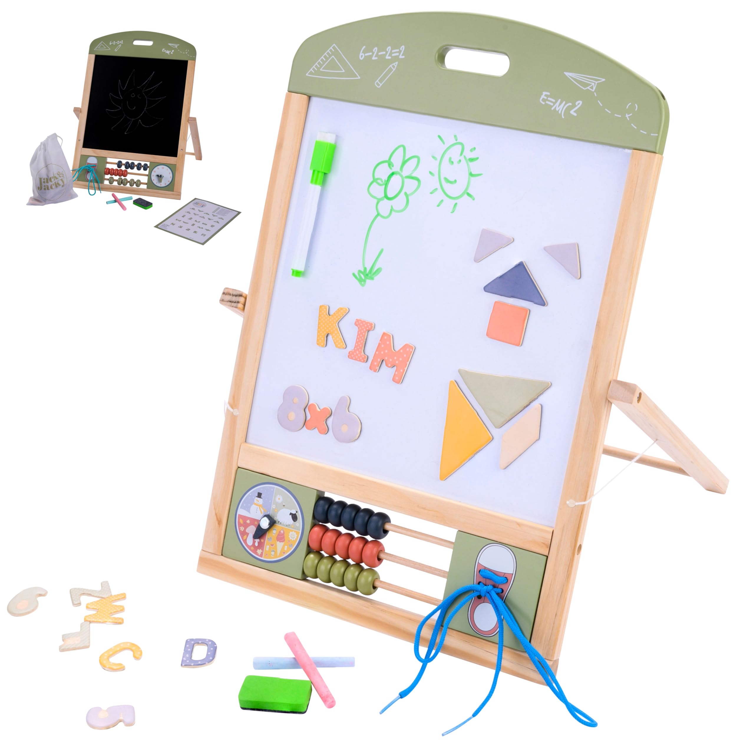 Engelhart - 606050 - Omkeerbaar bord in zwart/wit met magneet - Incl. accessoires - Plaats op tafel - Vanaf 3 jaar