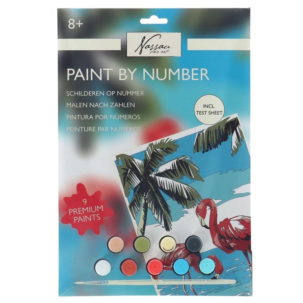 Nassau Fine Art - Nassau Schilderen op Nummer Flamingo - incl. 9 Verfpotjes en Penseel