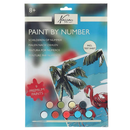 Nassau Fine Art - Nassau Schilderen op Nummer Flamingo - incl. 9 Verfpotjes en Penseel