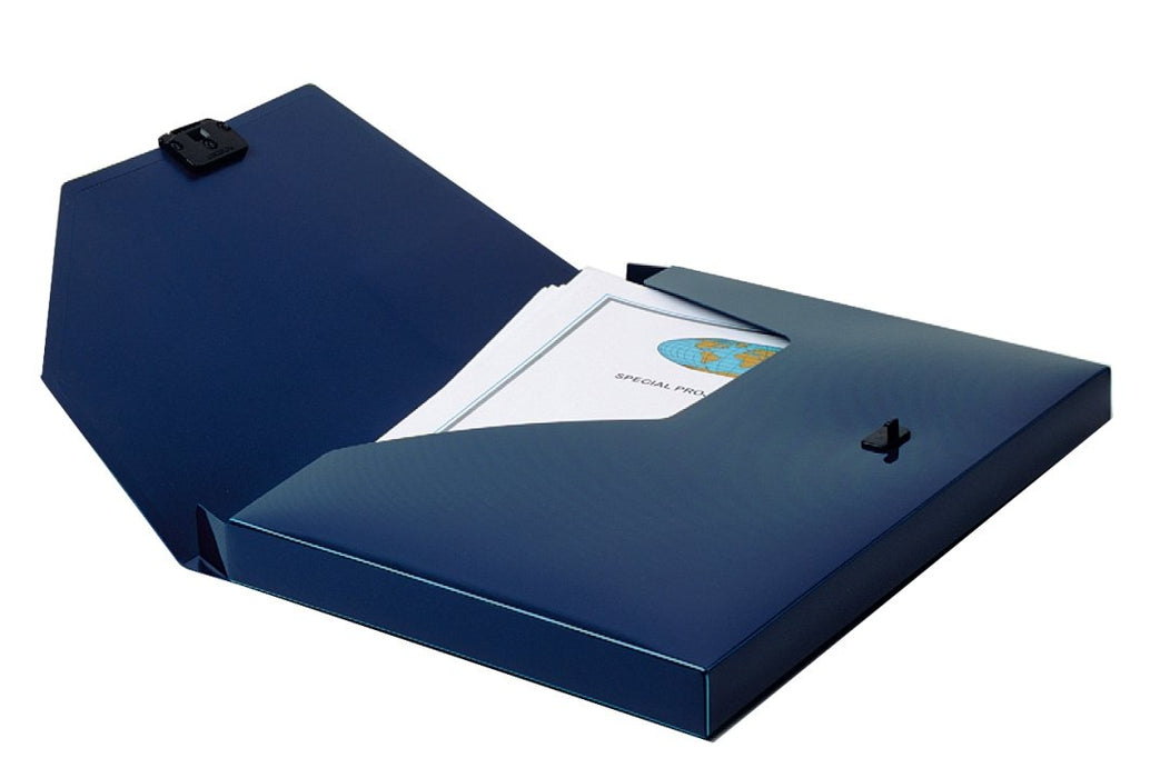 Snopake A4 DocBox Dark Blue 25mm Box File with Push Lock  Ref: 12845