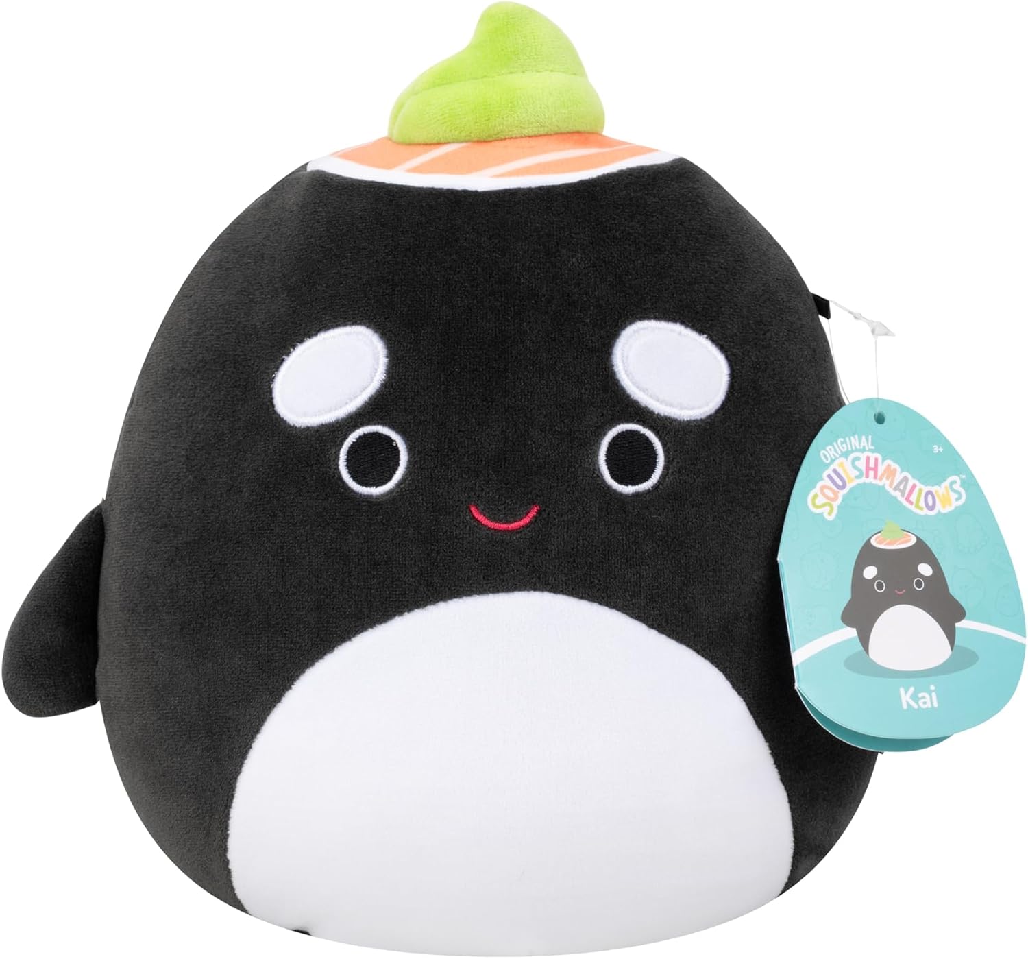 Squishmallows Original 7.5-Inch Kai the Black Sushi Orca Whale | Collectable Cute Plush Toy, Cuddly Toys for Children, Soft Toys, Cute Teddies Suitable for Girls and Boys Ages 3
