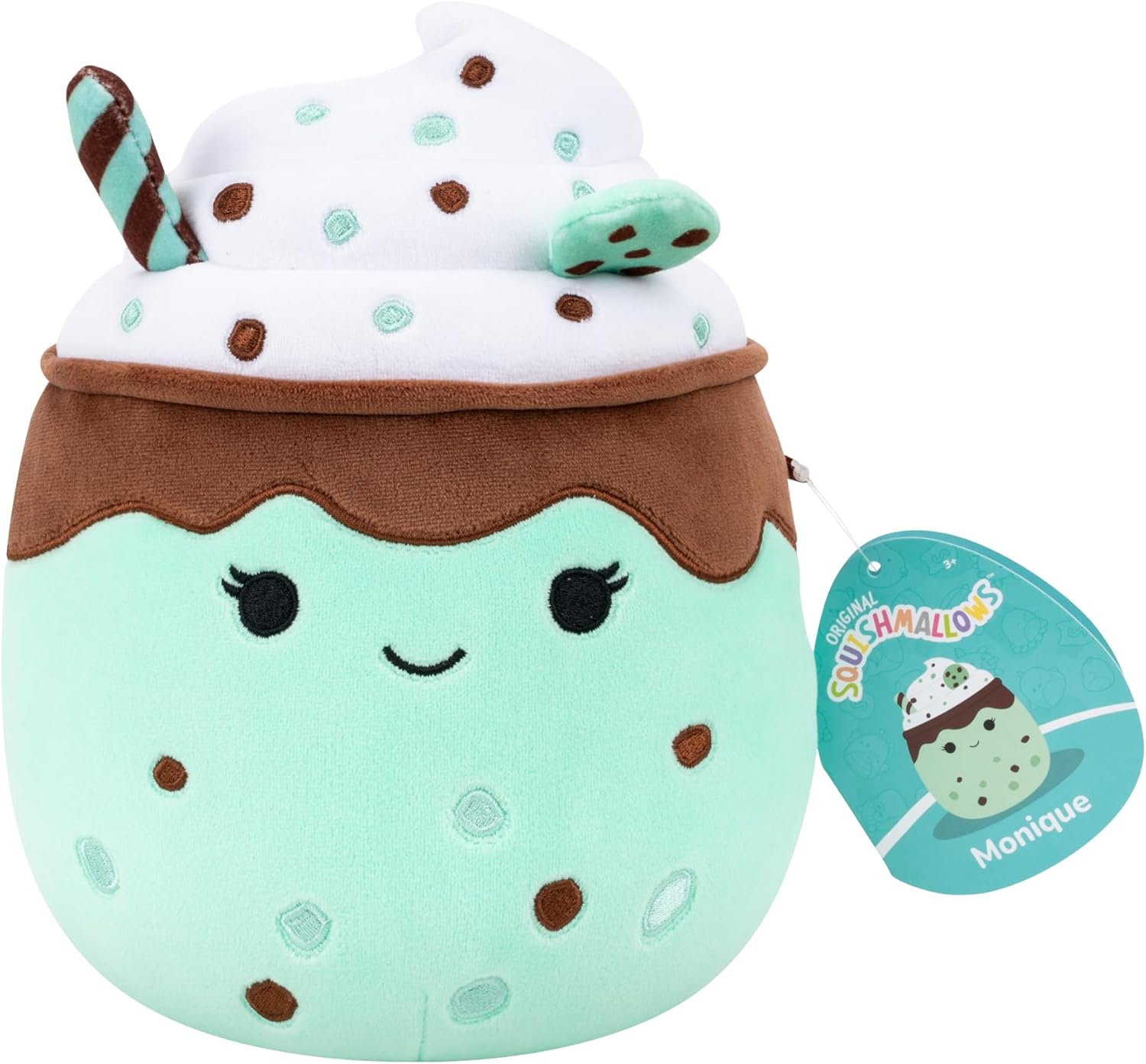 Squishmallows Original 7.5-Inch Monique the Mint Chocolate Chip Milkshake | Collectable Cute Plush Toy, Cuddly Toys for Children, Soft Toys, Cute Teddies Suitable for Girls and Boys Ages 3+