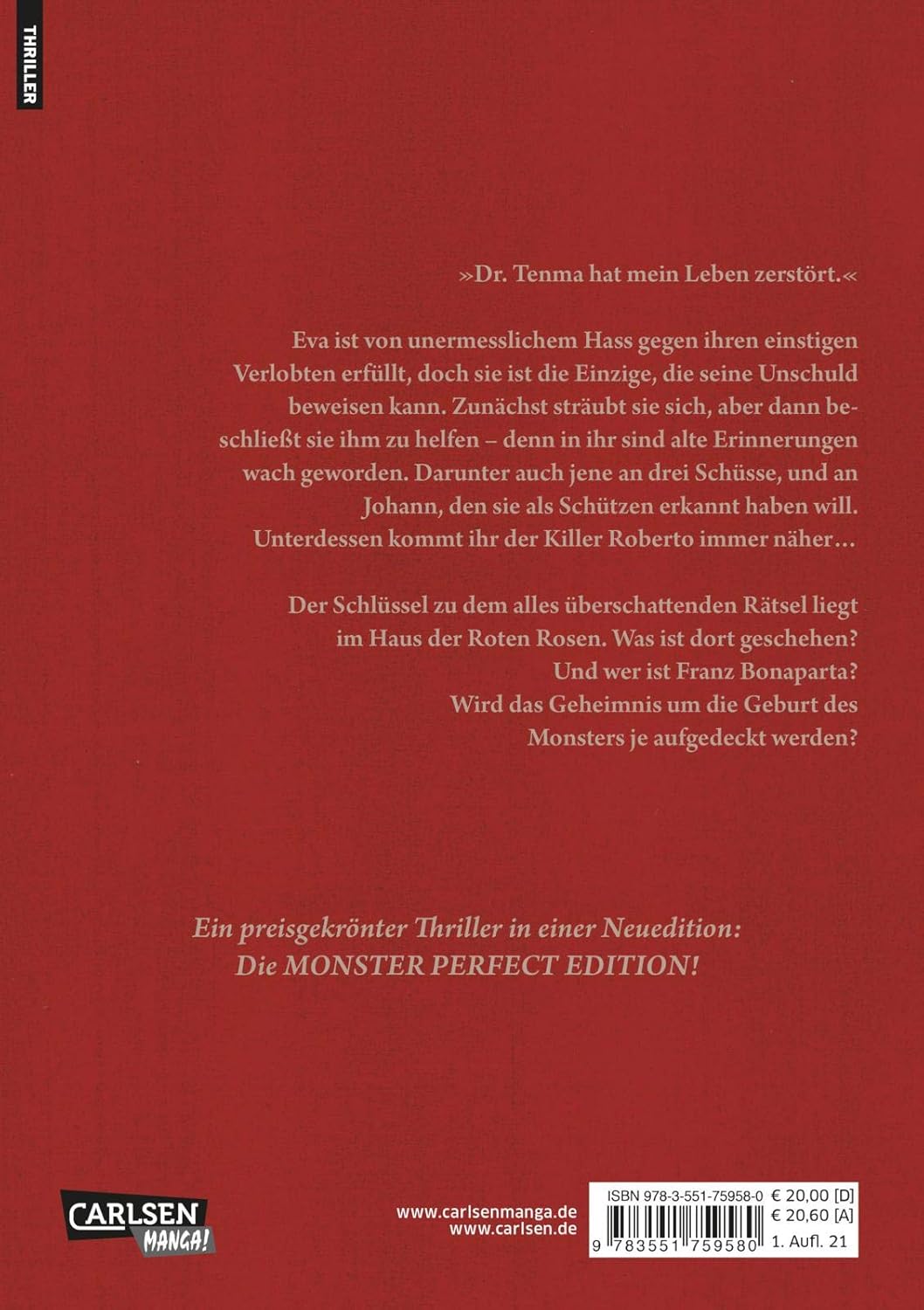 Monster Perfect Edition 7: Preisgekrönte Manga-Thriller-Serie ab 14 Jahren, in der ein Chirurg einen Serienkiller rettet und selbst zur Zielscheibe wird