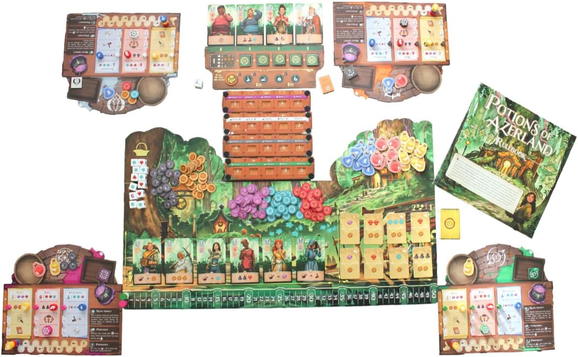 Lucky Duck Games: Potions of Azerland | Strategy Game | Gather Resources to Study, Brew and Trade Potions In Your Town | 1-4 Players, Ages 12+