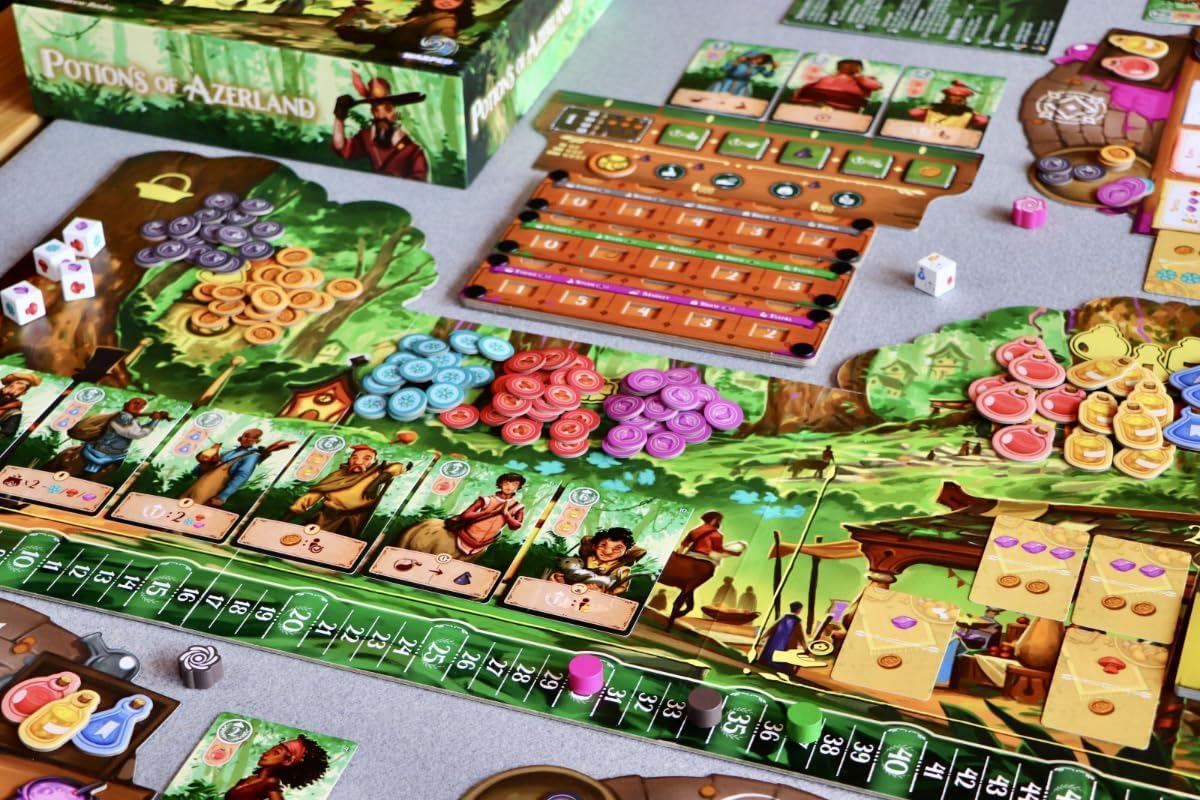 Lucky Duck Games: Potions of Azerland | Strategy Game | Gather Resources to Study, Brew and Trade Potions In Your Town | 1-4 Players, Ages 12+