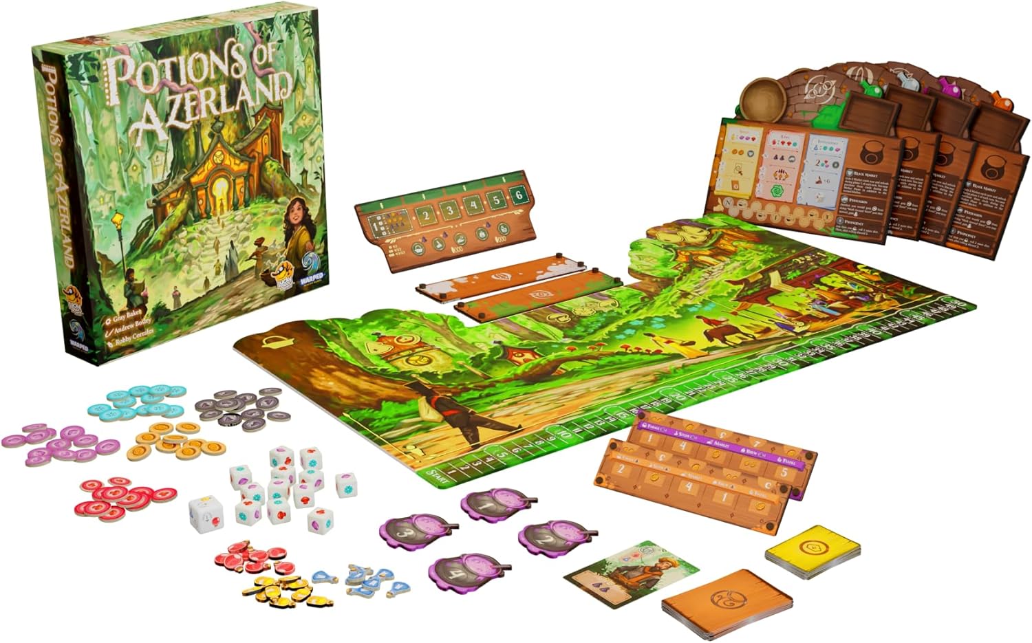 Lucky Duck Games: Potions of Azerland | Strategy Game | Gather Resources to Study, Brew and Trade Potions In Your Town | 1-4 Players, Ages 12+