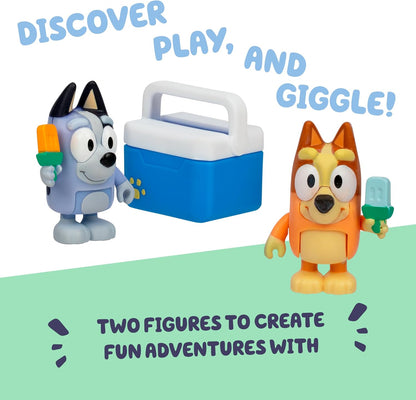 Bluey Let's Play Chef 2-Pack Toy Figure Playset, Ice Blocks Bingo and Socks Toddler Figurine Toys Set, Poseable Figurines for Kids Ages 3-5