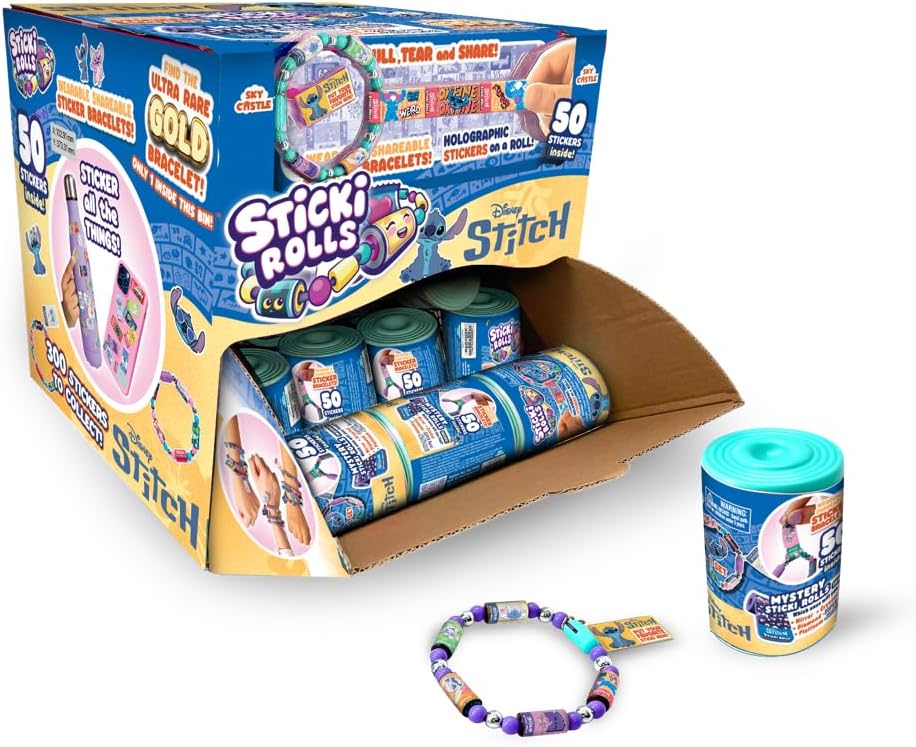 Sticki Rolls Stitch Capsule, Wearable Sticker Jewellery, Collectable Toys, Disney Stitch, Styles May Vary, One Supplied at Random, Blue