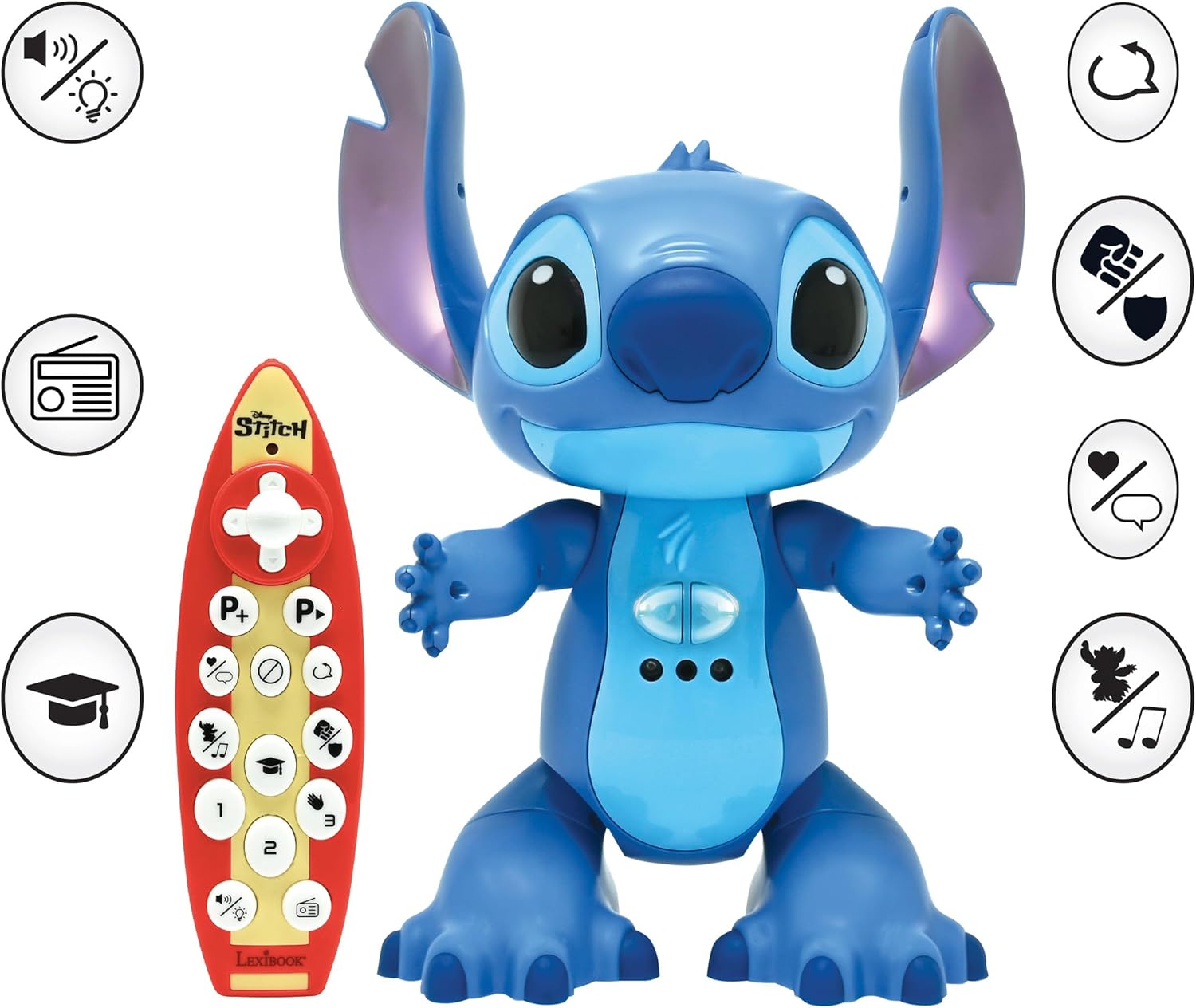 Lexibook, Disney Stitch, interactief speelgoed, Bilingue Engels Duits, gebarenbesturing en afstandsbediening, reageert op aanraking, programmeerbaar, twee snelheden, blauw, STITCHi3
