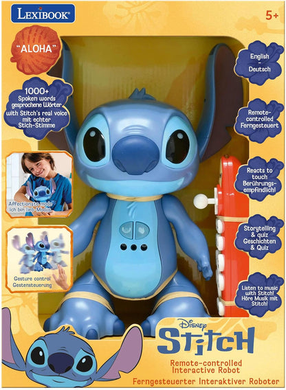 Lexibook, Disney Stitch, interactief speelgoed, Bilingue Engels Duits, gebarenbesturing en afstandsbediening, reageert op aanraking, programmeerbaar, twee snelheden, blauw, STITCHi3