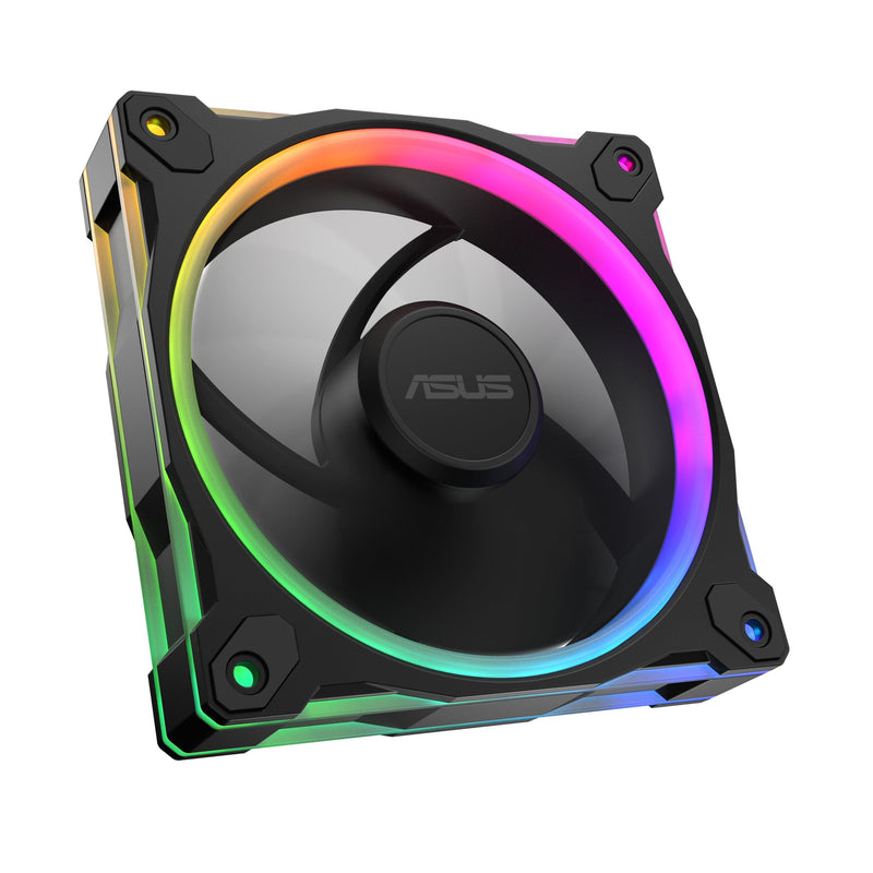 ASUS Prime MR120 ARGB, Ventola per Case da 120 mm, Spessore Telaio 2,8 cm, 20 LED ARGB Compatibili con Aura Sync per Illuminazione da Entrambi i Lati, Massimo 21 dB di Rumore, Nero
