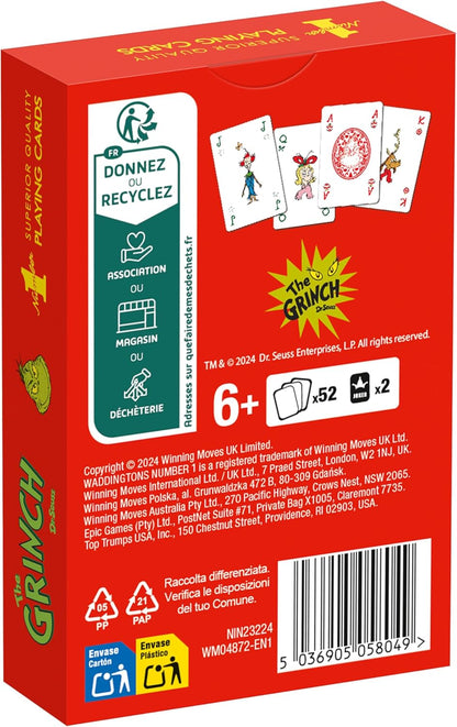 Waddingtons Number 1 The Grinch Playing Cards play fish, slap jack, crazy eights and rummy, Travel Companion, Gifts and Toys for Boys, Girls and Adults