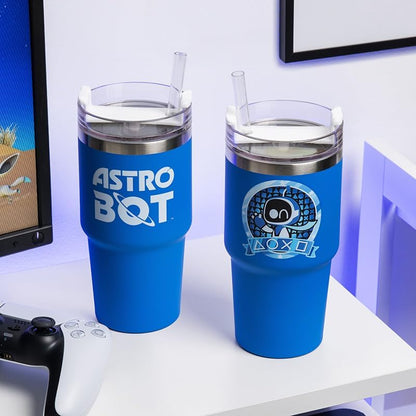 Astro Bot Gamer Cup 600 ml (20 once) Tazza termica da viaggio con coperchio multi-way e finitura morbida al tatto, mantiene le bevande calde o fredde, bottiglia d'acqua riutilizzabile per giocatori e