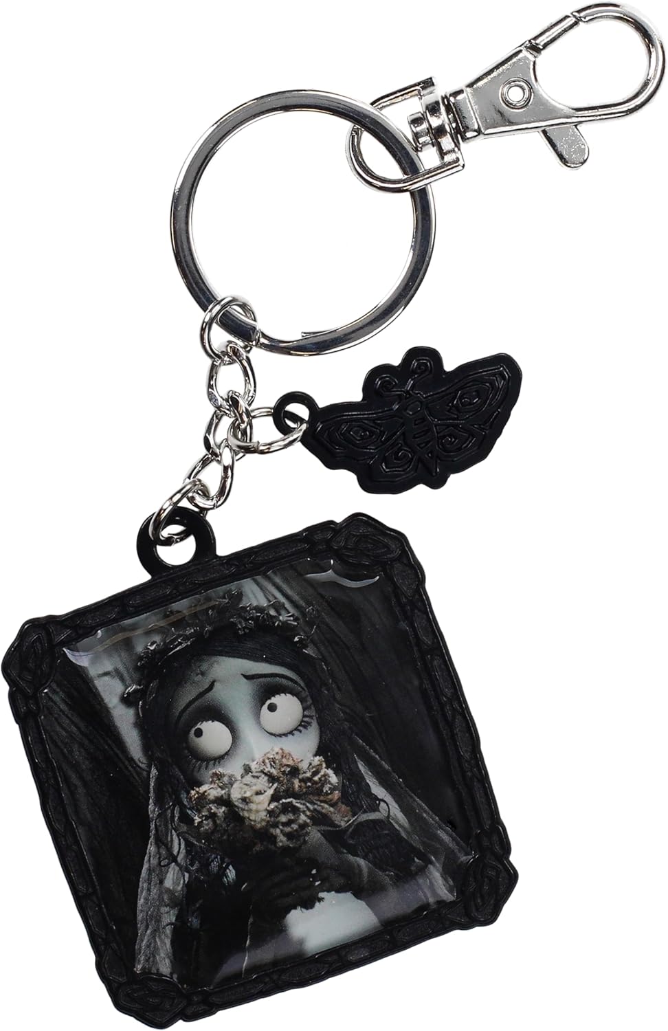 SD TOYS Schlüsselanhänger aus Metall mit Blumen der Braut (Corpse Bride), Silber metallic, S, Vintage