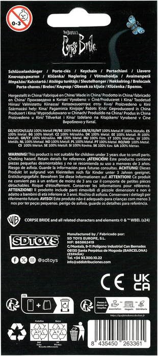 SD TOYS Schlüsselanhänger aus Metall mit Blumen der Braut (Corpse Bride), Silber metallic, S, Vintage