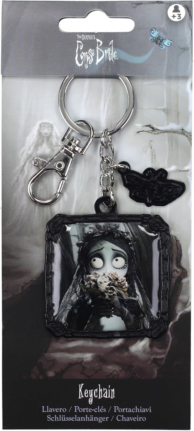 SD TOYS Schlüsselanhänger aus Metall mit Blumen der Braut (Corpse Bride), Silber metallic, S, Vintage