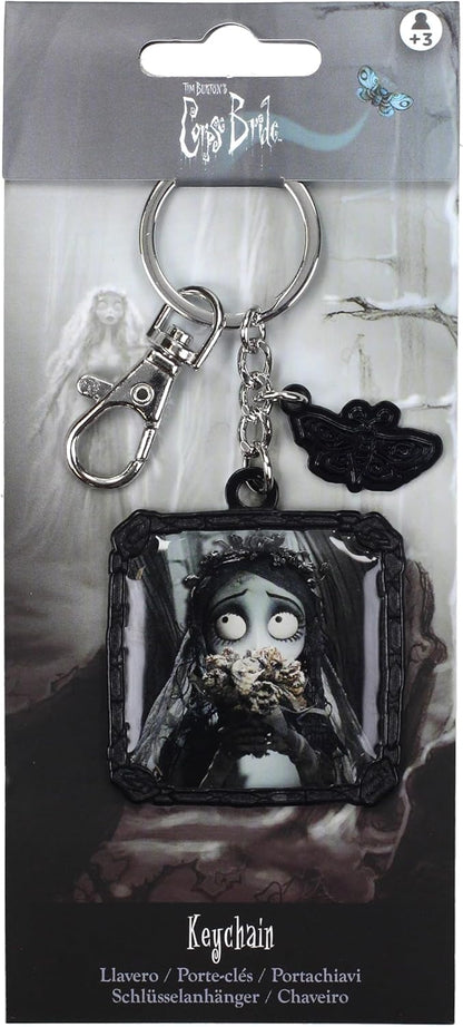 SD TOYS Schlüsselanhänger aus Metall mit Blumen der Braut (Corpse Bride), Silber metallic, S, Vintage