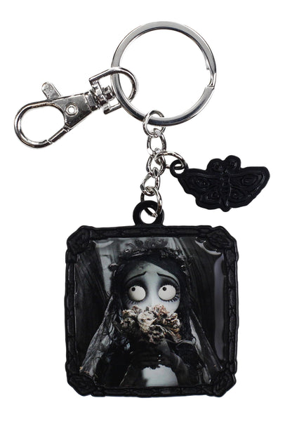 SD TOYS Schlüsselanhänger aus Metall mit Blumen der Braut (Corpse Bride), Silber metallic, S, Vintage