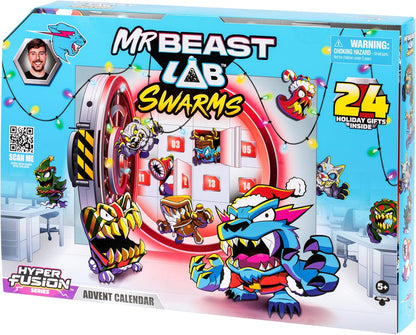 MrBeast Hyper Fusion Adventskalender für die Festtage, öffne täglich EIN Türchen und entdecke 14 Exklusive Festliche Mini-Monster, 22 Festliche Sticker und 7 Festliche Fusions-Kapseln