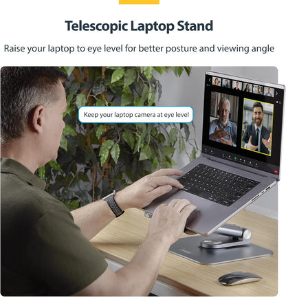 StarTech.COM Support Télescopique pour PC, Base Pivotante à 360°; Support Rotatif, Hauteur/Inclinaison Réglables, Max 5kg