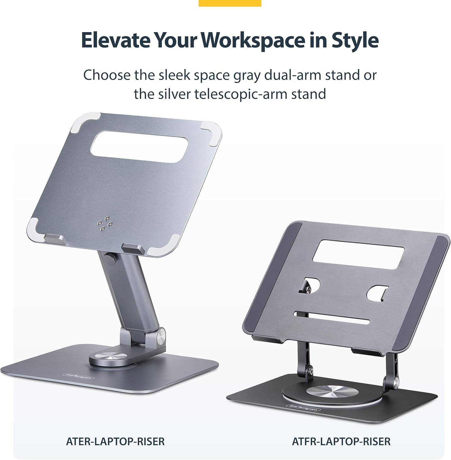 StarTech.COM Support Télescopique pour PC, Base Pivotante à 360°; Support Rotatif, Hauteur/Inclinaison Réglables, Max 5kg
