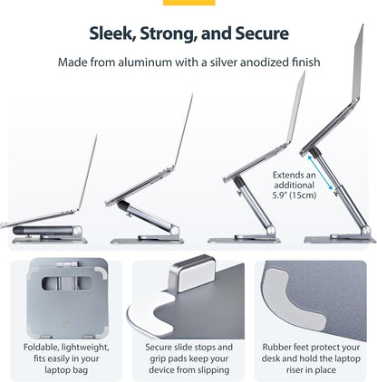 StarTech.COM Support Télescopique pour PC, Base Pivotante à 360°; Support Rotatif, Hauteur/Inclinaison Réglables, Max 5kg
