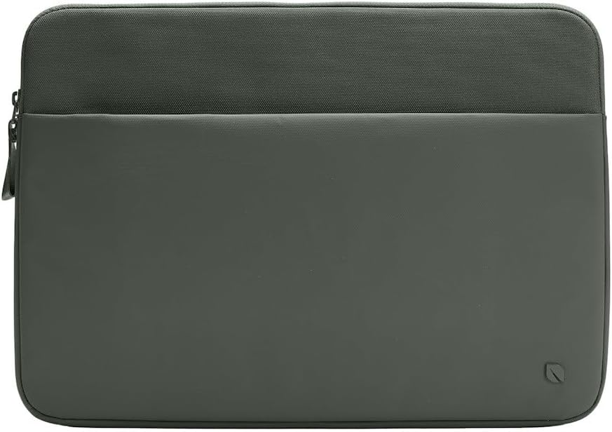 Incase A.R.C. Sleeve for 16-Inch Laptop/MacBook - Lightweight Faux Fur Lining, Recycled Polyester, Hidden AirTag Storage, Water-Repellent Cover, External Slip Pocket for Accessories - Smoked Ivy