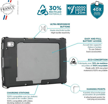 Mobilis Rugged Case for Zebra ET40 - ET45 8" Enterprise Tablets, Military Grade Shockproof, Protective Cover Compatible with Zebra Accessories, Recycled Materials