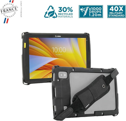 MOBILIS Rugged Case for Zebra ET40 - ET45 8" Enterprise Tablets with Handstrap, Military Grade Shockproof, Protective Cover Compatible with Zebra Accessories, Recycled Materials