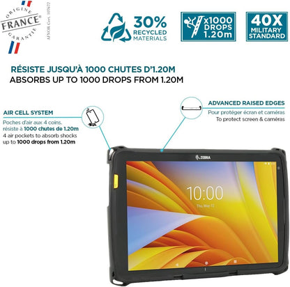 MOBILIS Rugged Case for Zebra ET40 - ET45 10" Enterprise Tablets with Handstrap, Military Grade Shockproof, Protective Cover Compatible with Zebra Accessories, Recycled Materials