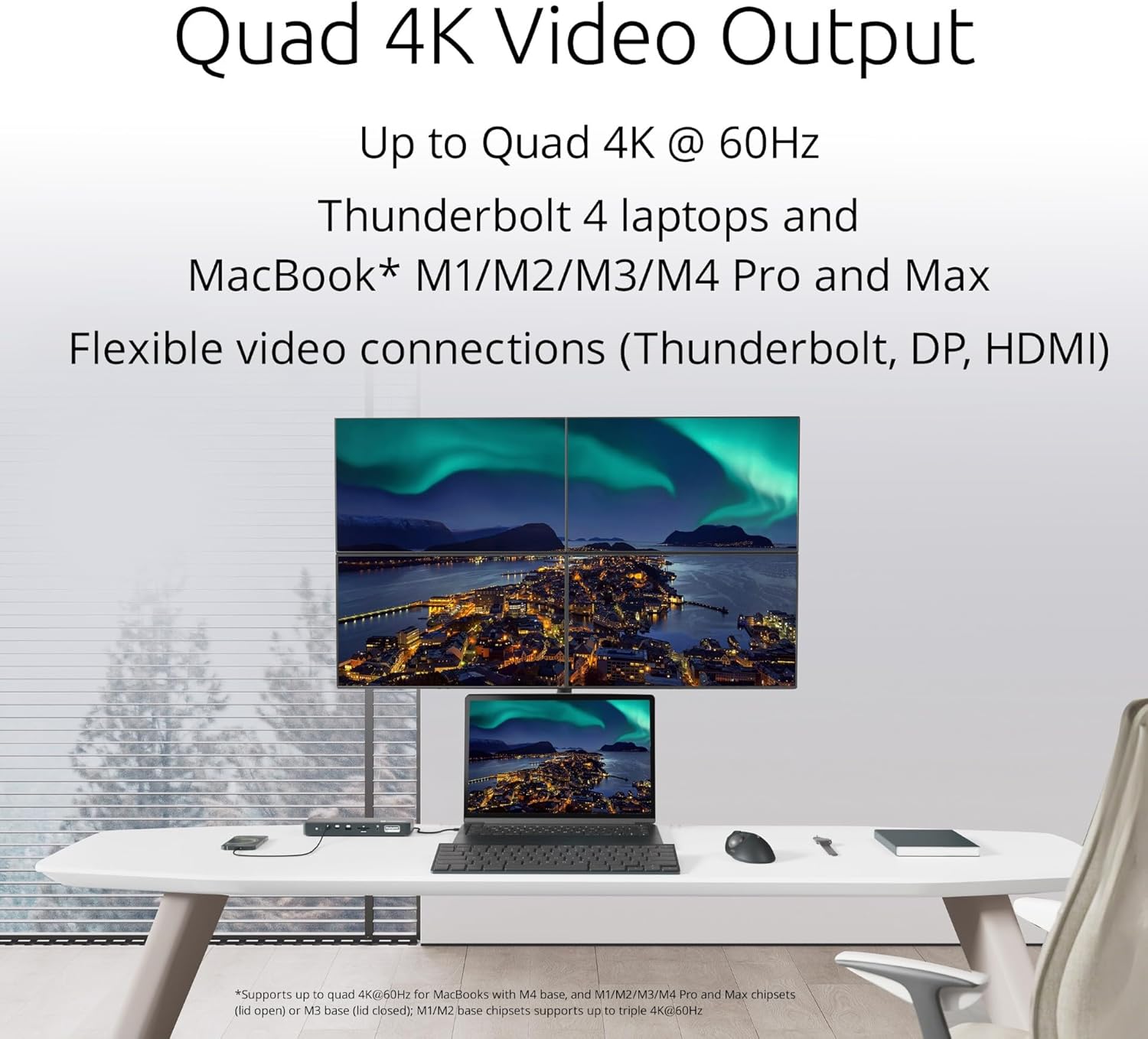 Kensington SD5920T EQ Thunderbolt 4 Quad 4K Hybrid Dock with DisplayLink Technology, SD & Micro SD Card Readers, 100W Power Charging, Ethernet & USB-A & USB-C 3.2 Ports (K35234EU