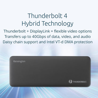 Kensington SD5920T EQ Thunderbolt 4 Quad 4K Hybrid Dock with DisplayLink Technology, SD & Micro SD Card Readers, 100W Power Charging, Ethernet & USB-A & USB-C 3.2 Ports (K35234EU
